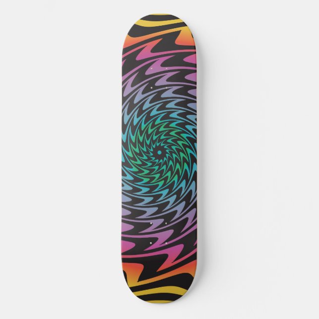 HYPNOTIC DISC Mesmerising Hot Neon Zig Zag Spiral Skateboard (Front)
