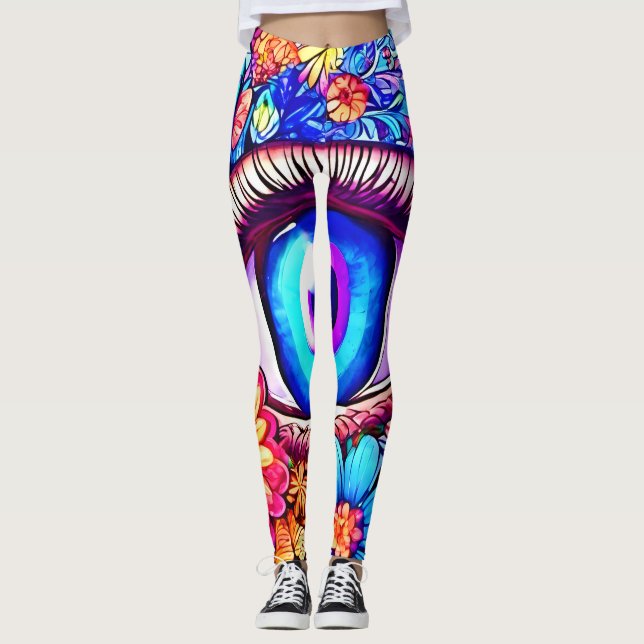 Hypnotic Floral Eye Leggings (Front)