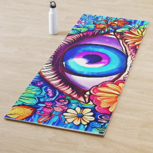 Hypnotic Floral Eye Yoga Mat