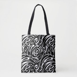 Hypnotic Flowing Black and White Swirls Tote Bag