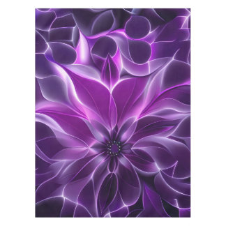 Hypnotic fractal deep purple flower tablecloth