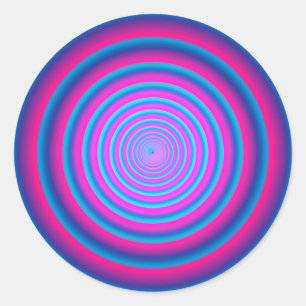 Hypnotic Fuzzy Purple Crazy Circular Vortex Disc Classic Round Sticker