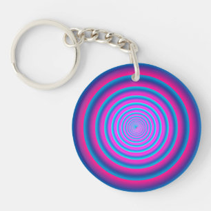 Hypnotic Fuzzy Purple Crazy Circular Vortex Disc Key Ring