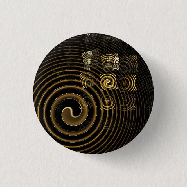 Hypnotic Golden Waves Modern Abstract Art 3 Cm Round Badge (Front)