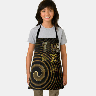 Hypnotic Golden Waves Modern Abstract Art Apron