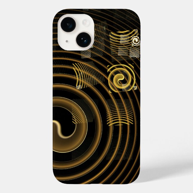 Hypnotic Golden Waves Modern Abstract Art Case-Mate iPhone Case (Back)