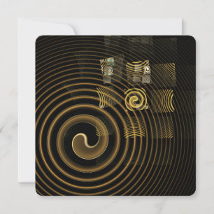 Hypnotic Golden Waves Modern Abstract Art Invitation