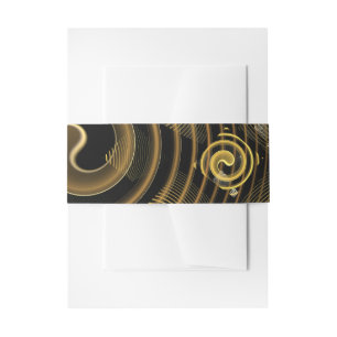 Hypnotic Golden Waves Modern Abstract Art Invitation Belly Band