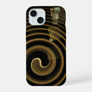 Hypnotic Golden Waves Modern Abstract Art iPhone 15 Case