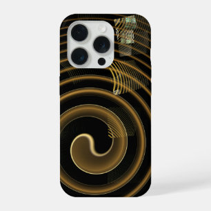 Hypnotic Golden Waves Modern Abstract Art iPhone 15 Pro Case