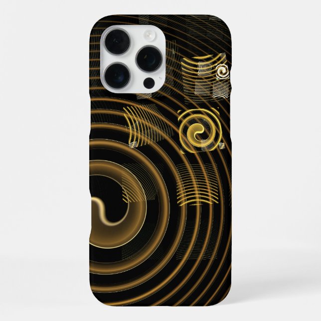Hypnotic Golden Waves Modern Abstract Art iPhone Case (Back)