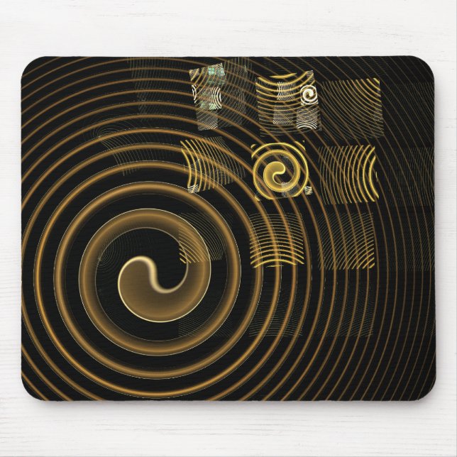 Hypnotic Golden Waves Modern Abstract Art Mouse Mat (Front)