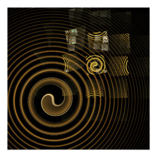 Hypnotic Golden Waves Modern Abstract Art Poster