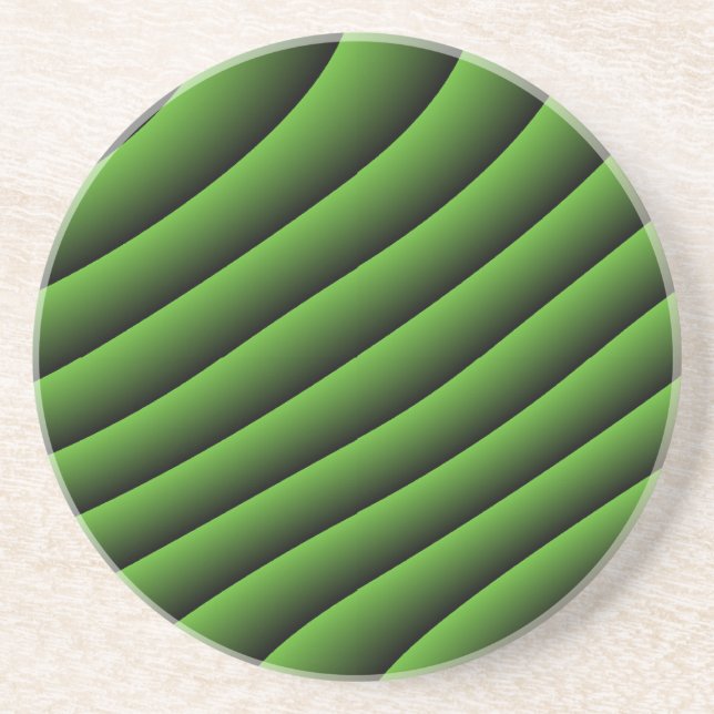 Hypnotic Green Wavy Lines Coasters (Front)