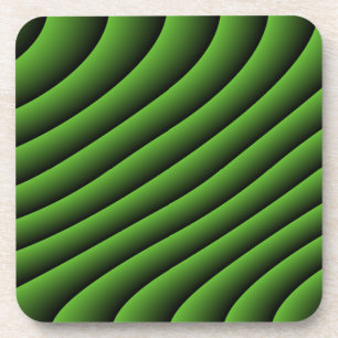 Hypnotic Green Wavy Lines Cork Coaster