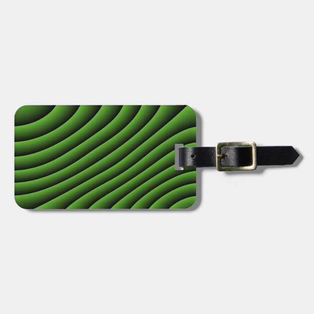 Hypnotic Green Wavy Lines Custom Luggage Tag (Front Horizontal)