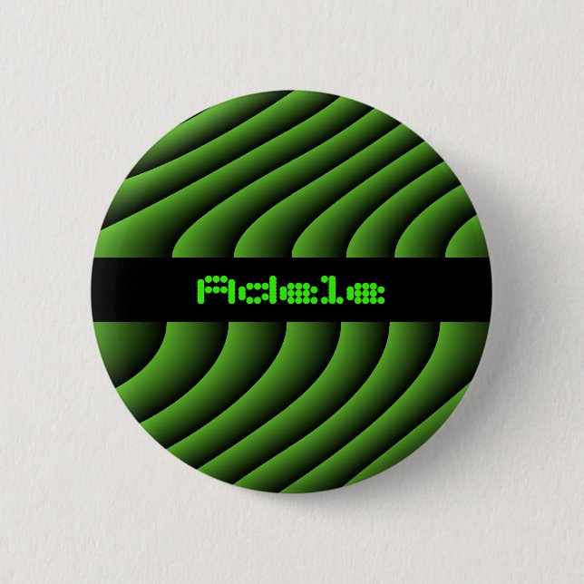 Hypnotic Green Wavy Lines Custom Name 6 Cm Round Badge (Front)