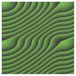 Hypnotic Green Wavy Lines Patterned Fabric