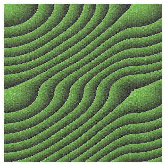 Hypnotic Green Wavy Lines Patterned Fabric (Close Up)