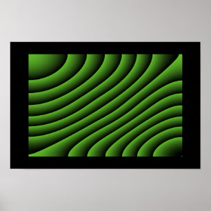 Hypnotic Green Wavy Lines Poster