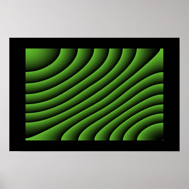 Hypnotic Green Wavy Lines Poster (Front)