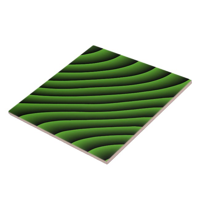 Hypnotic Green Wavy Lines Tile (Side)