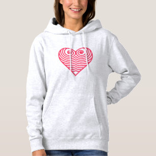 Hypnotic Love – Minimalist Red Contoured Heart Hoodie