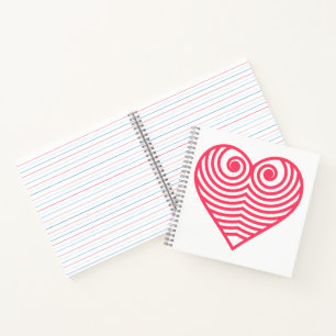 Hypnotic Love – Minimalist Red Contoured Heart Notebook