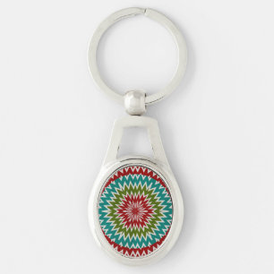 Hypnotic mandalaic flower key ring