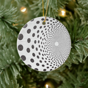 Hypnotic Op Art - Spiral Polka Dot Ornament