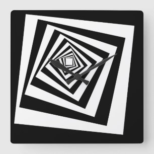 Hypnotic Optical Illusion Concentric Circles Square Wall Clock