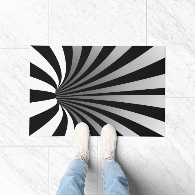 Hypnotic Optical Illusion Curved Spiral Door Mat (Indoor)