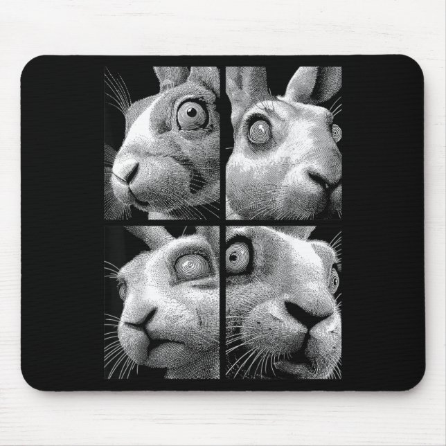 Hypnotic Rabbits Weird Eyes Odd Weirdcore Spooky Mouse Mat (Front)