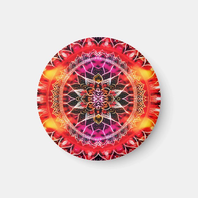 Hypnotic Red Mandala Magnet (Front)