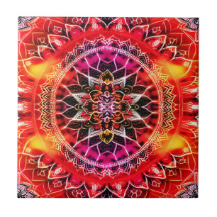 Hypnotic Red Mandala Tile