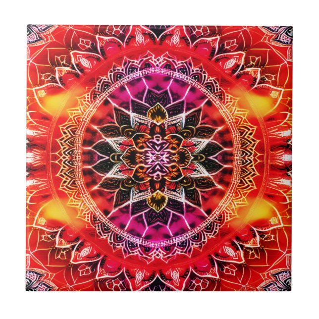 Hypnotic Red Mandala Tile (Front)