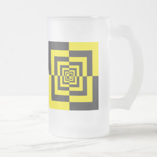 Hypnotic squares frosted glass beer mug