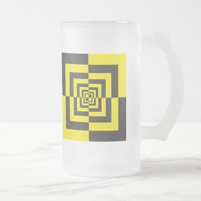 Hypnotic squares frosted glass beer mug (Right)