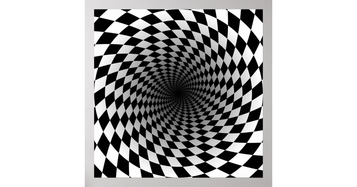 Hypnotic Spiral Monochrome Vintage Square Poster