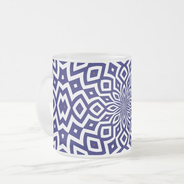 Hypnotic Squiggle pattern Frosted Glass Coffee Mug (Front Left)