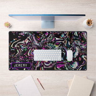 Hypnotic Swirl Energy in Purple Desk Mat