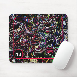 Hypnotic Swirl Energy Red Monogram Mouse Mat