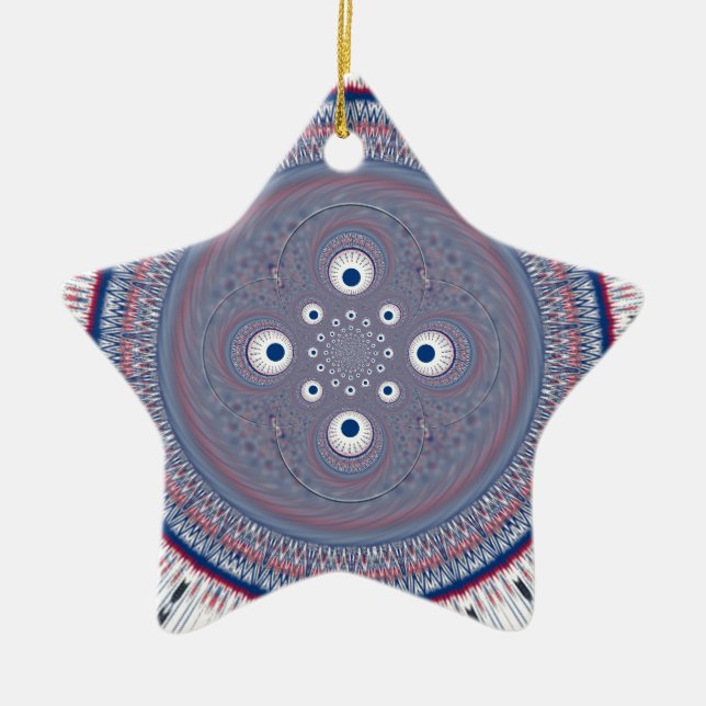 Hypnotic Symmetry: Abstract Geometric Art Ceramic Tree Decoration (Front)