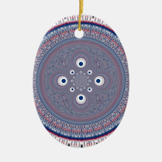 Hypnotic Symmetry: Abstract Geometric Art Ceramic Tree Decoration (Front)