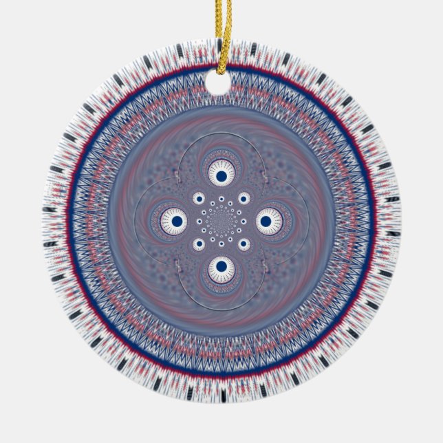 Hypnotic Symmetry: Abstract Geometric Art Ceramic Tree Decoration (Front)