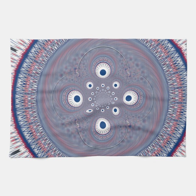 Hypnotic Symmetry: Abstract Geometric Art Tea Towel (Horizontal)