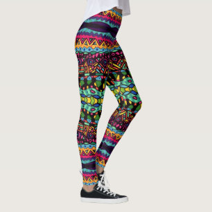 Hypnotic Voyage – Colourful Abstract Art Pattern Leggings