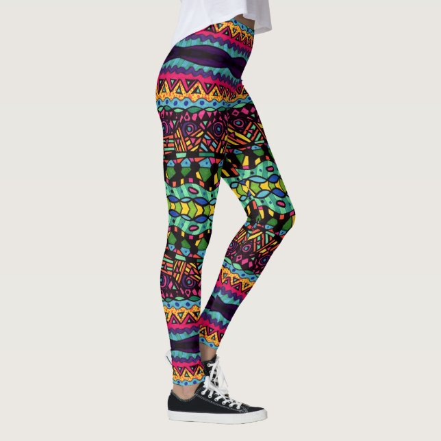 Hypnotic Voyage – Colourful Abstract Art Pattern Leggings (Right)