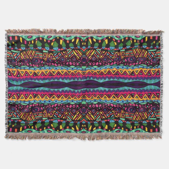 Hypnotic Voyage – Colourful Abstract Art Pattern Throw Blanket (Front)