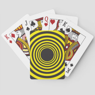 Hypnotic yellow on black descending circles playing cards